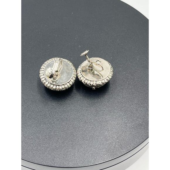 Accessocraft NYC Signed Vintage Prong Rhinestone Topaz Brown Screw Back Earrings - Picture 6 of 8